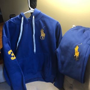 Size L polo by Ralph Lauren sweat suit.